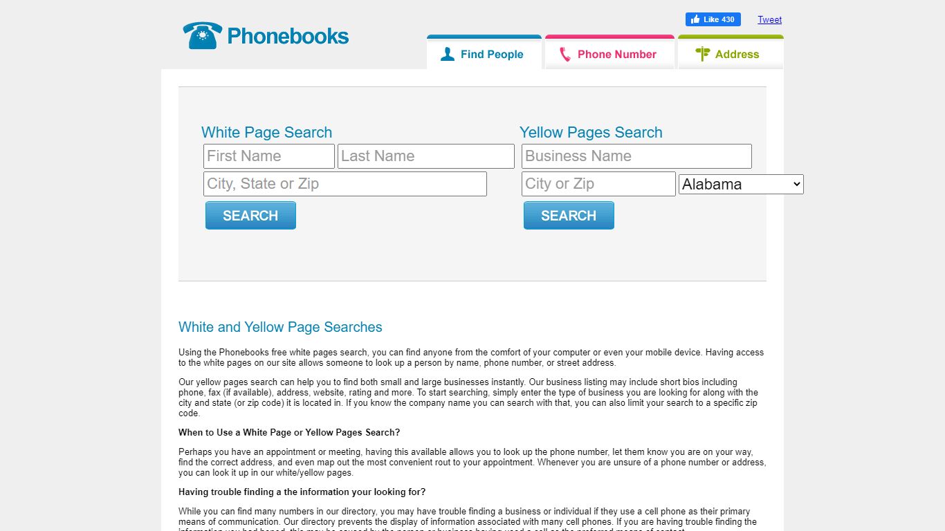 Free White Pages and Yellow Pages - Phonebooks